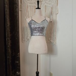 Silver Sequin Crop Top